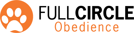 full circle obedience logo, orange circle with white paw print