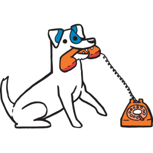 jack russell terrier illustration with a rotary phone
